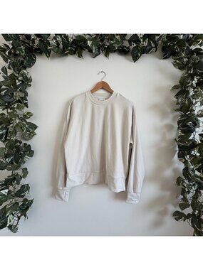 Varley Horton Side Zip Midlayer Crewneck Sweater Cream Women’s Sz S